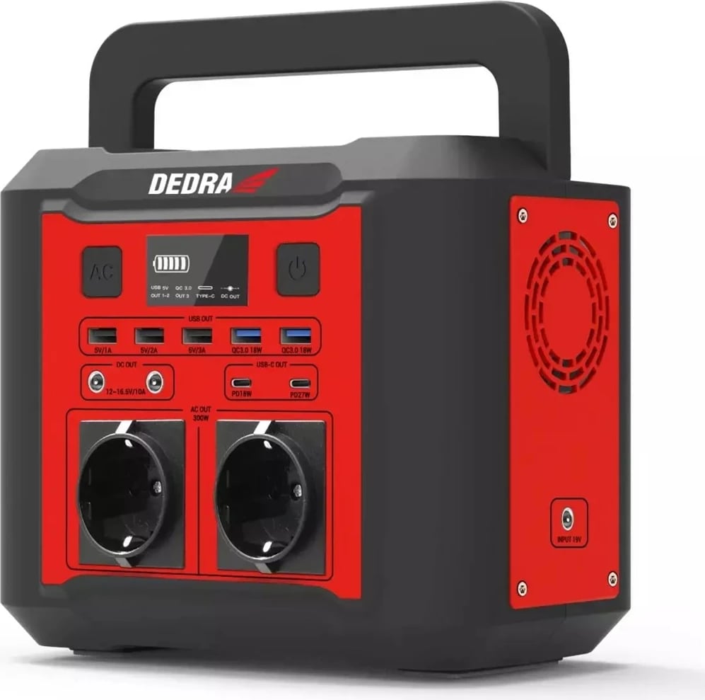 Stacion portativ energjie DEDRA DEZS0300, 20000 mAh, 500 W, Kuq