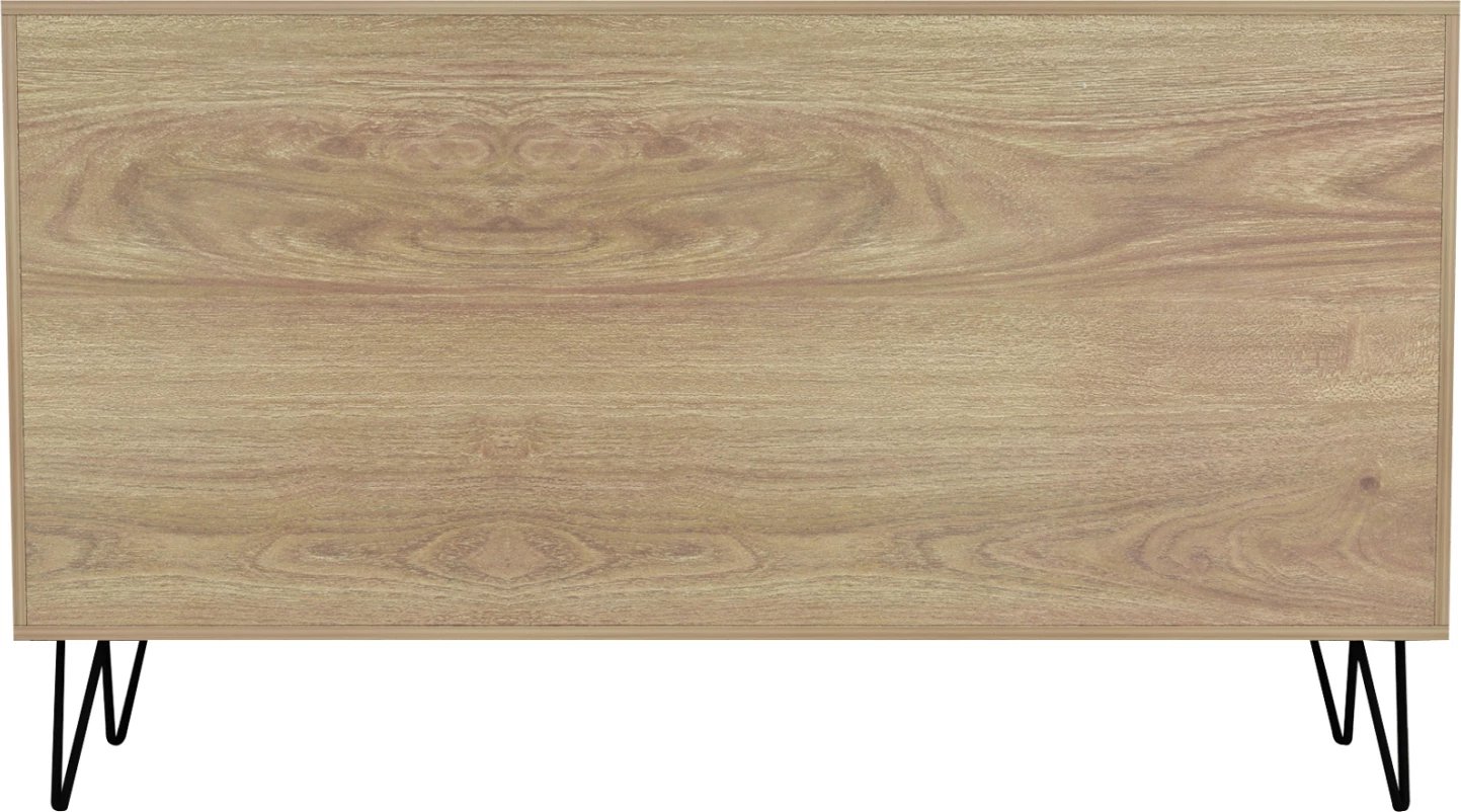 Bufe CABRON FH8874.12 melaminë në ngjyrë Sonama-mermer i zi dhe këmbë metalike të zeza 142x40x83H cm