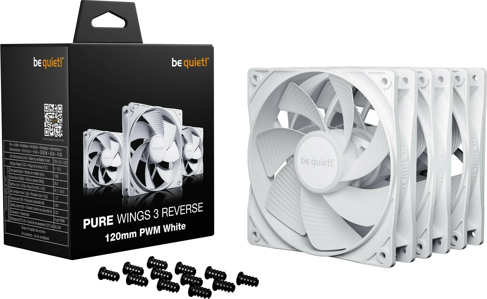 Ventilator kase Be Quiet! Pure Wings 3 Reverse 120mm PWM 3-pack bardhë