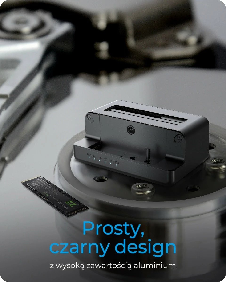 Docking station IcyBox IB-2914MSCL-C31 për SSD/HDD 2.5''/3.5'' dhe M.2 NVMe, e zezë