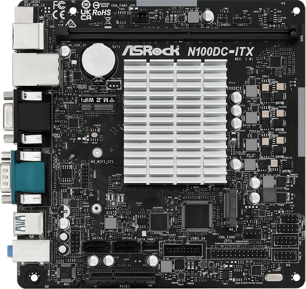 Pllakë amë ASRock N100DC-ITX, Intel N100, DDR4, mini ITX