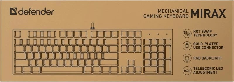 Tastierë mekanike Defender MIRAX GK-352, RGB, me kabllo, e zezë