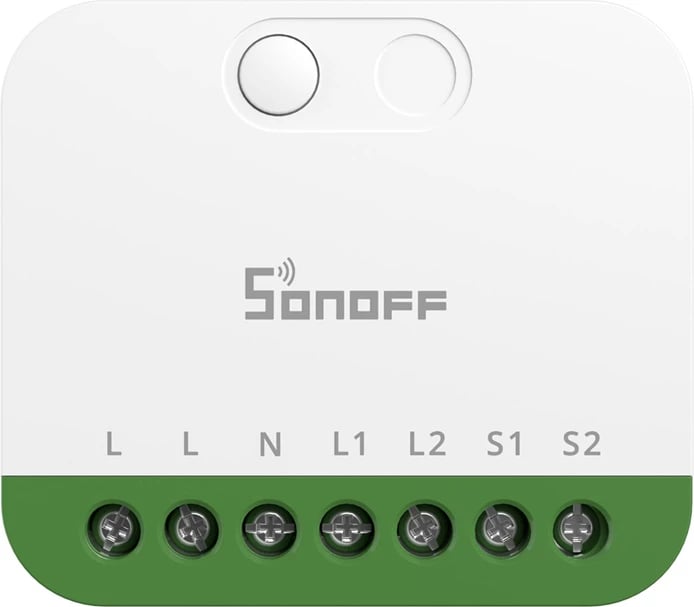 Switch smart dy-kanalësh Matter, Sonoff MINI-2GS, Wi‑Fi 2.4GHz, 2x10A 16A total, i bardhë