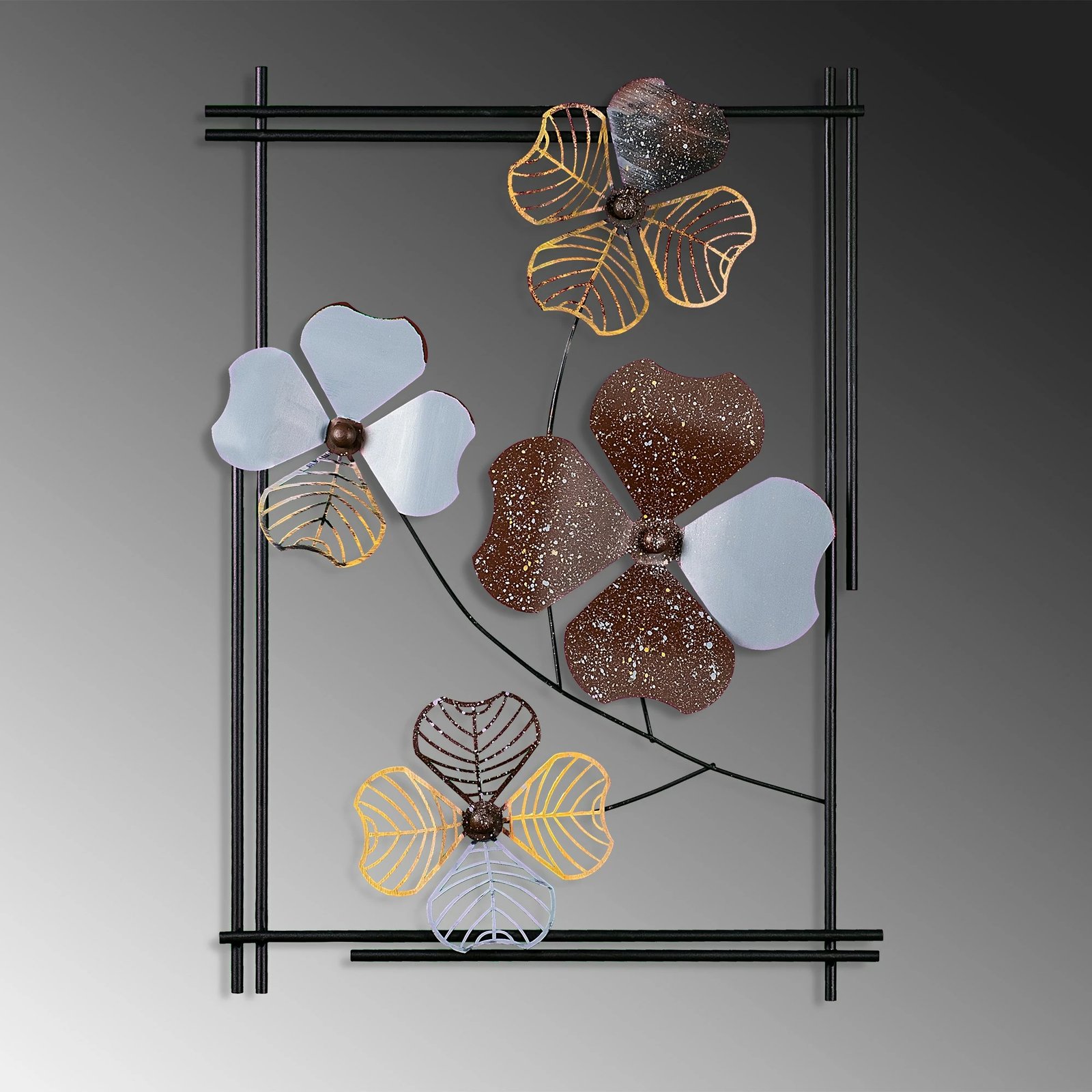 Aksesor dekorativ metalik për mur, Wallity Weinan 3, shumëngjyrësh, 50x70x4 cm