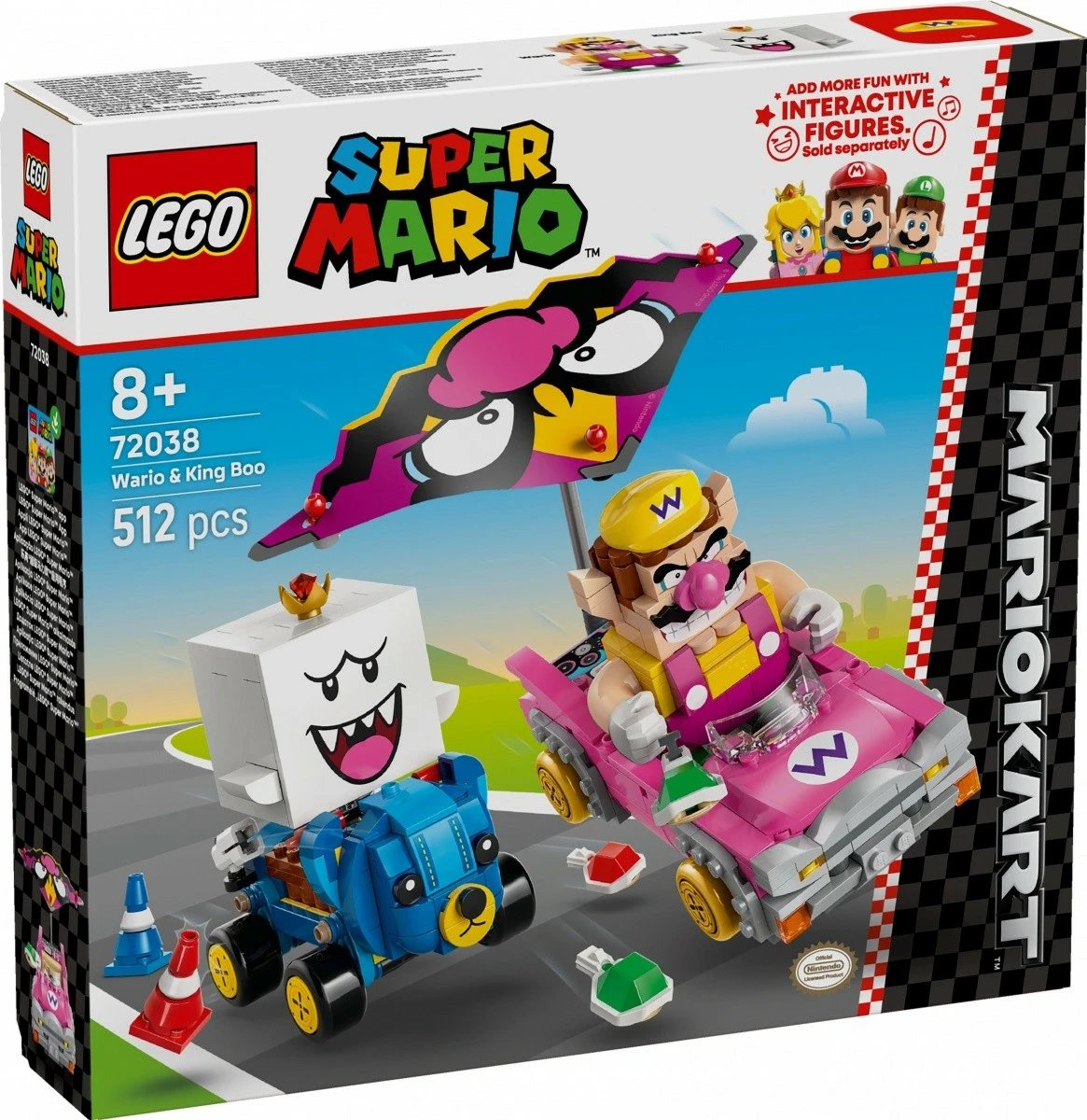 Set LEGO Super Mario Mario Kart 72038, Wario dhe King Boo, 512 pjesë