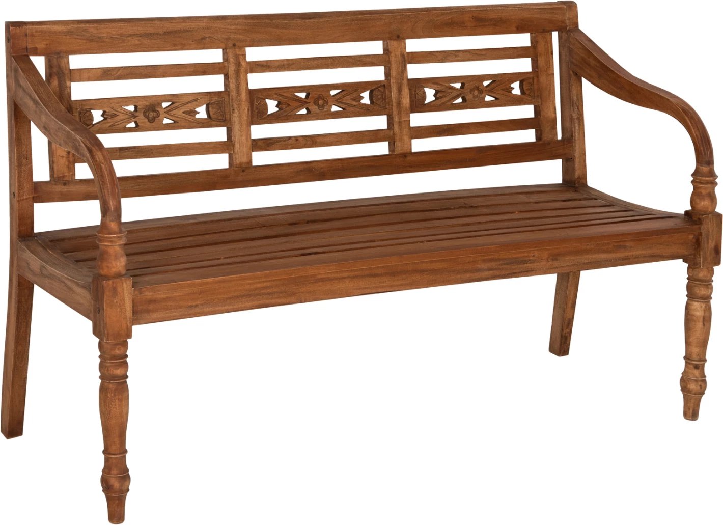 Stol për jashtë FH7903, dru mahagoni, natyral, me mbështetëse dhe krahë, 148x54x90H cm