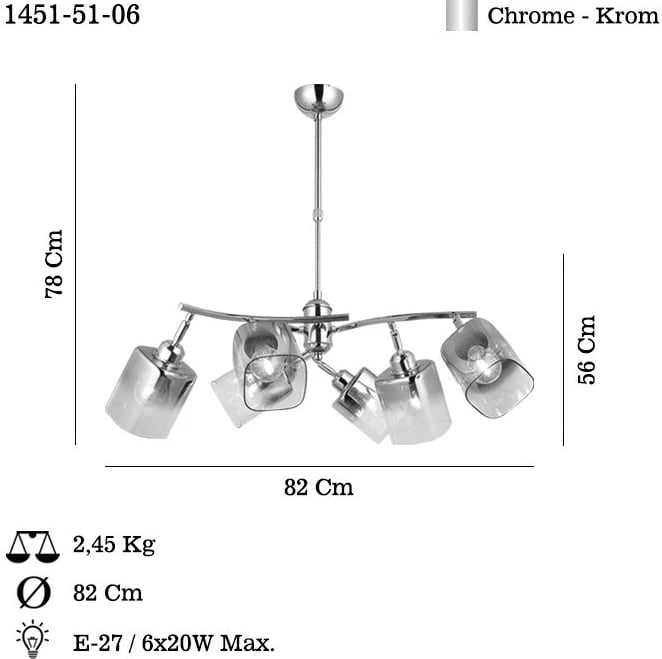 Llambë tavani Opviq, Derma, krom, 51-06