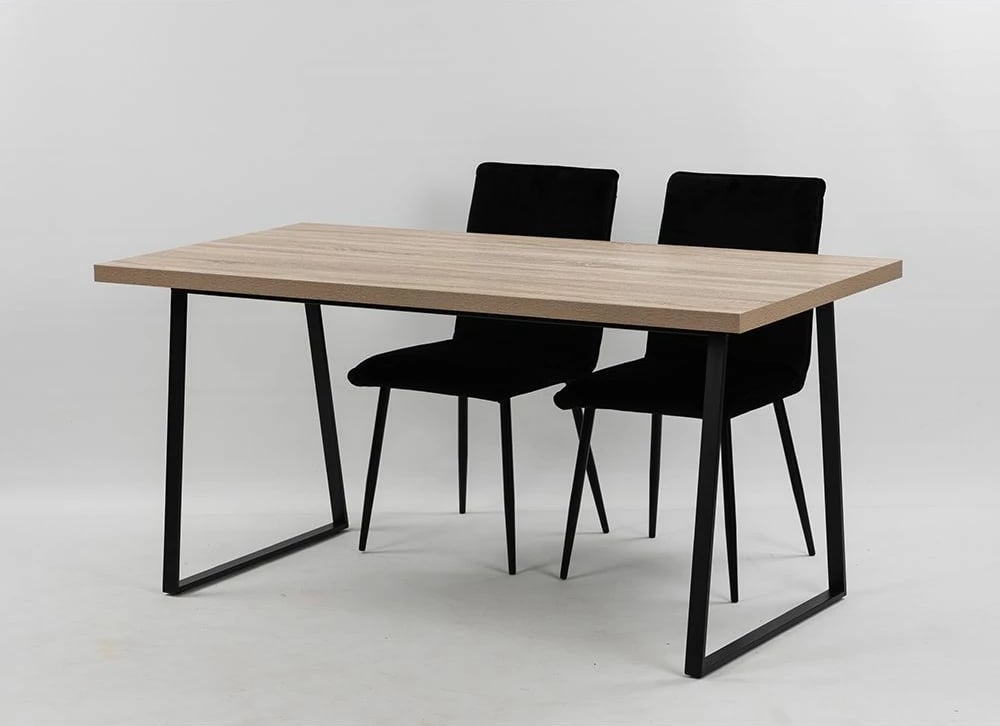 Tavolinë Plegma, sipërfaqe sonoma, këmbë të zeza, 160x80x76cm