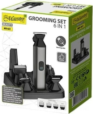 Makinë rroje Maestro MR-661 6-në-1, 800 mAh, e zezë