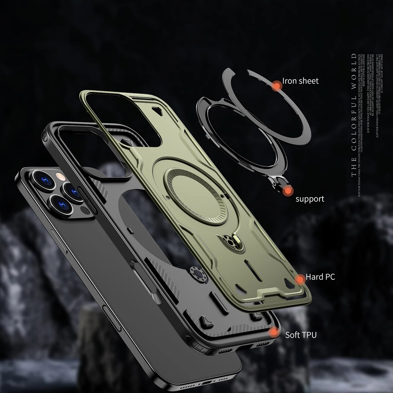 Mbështjellës Hurtel Hybrid Armor Trendy me MagSafe për iPhone 16 Pro, Jeshil