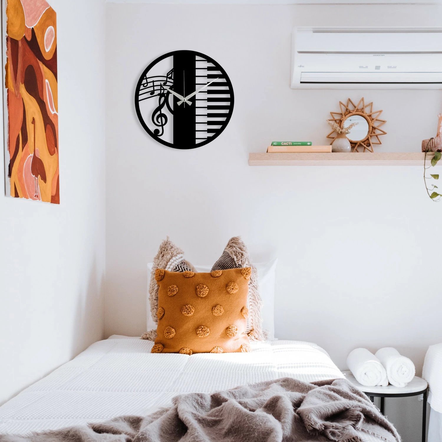 Orë muri dekorative prej metali, Wallity Enzoclock - S008, e zezë, 48x48cm