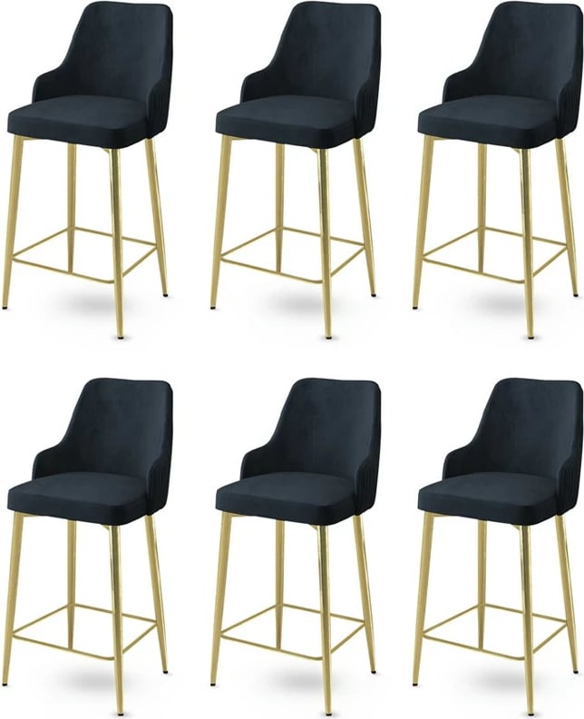 Set karrigesh për bar (6 copë), Hanah Home, Enox - antracit, ari