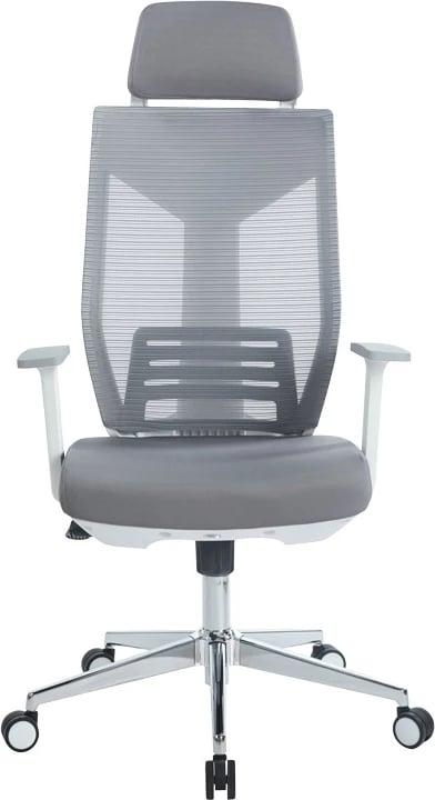 Karrige menaxheri për zyre Commend, pëlhurë rrjete, ngjyrë gri-bardhë