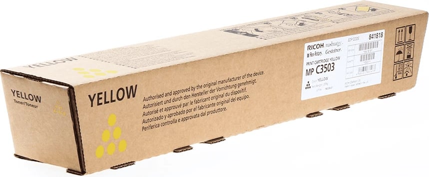 Toner Ricoh MP C3503 841818 rendiment 18,000 faqe e verdhë