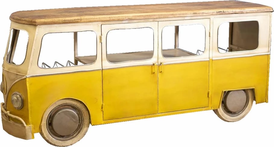 Konsolë bar Peace Van, e verdhë-bardhë, 221x62x97