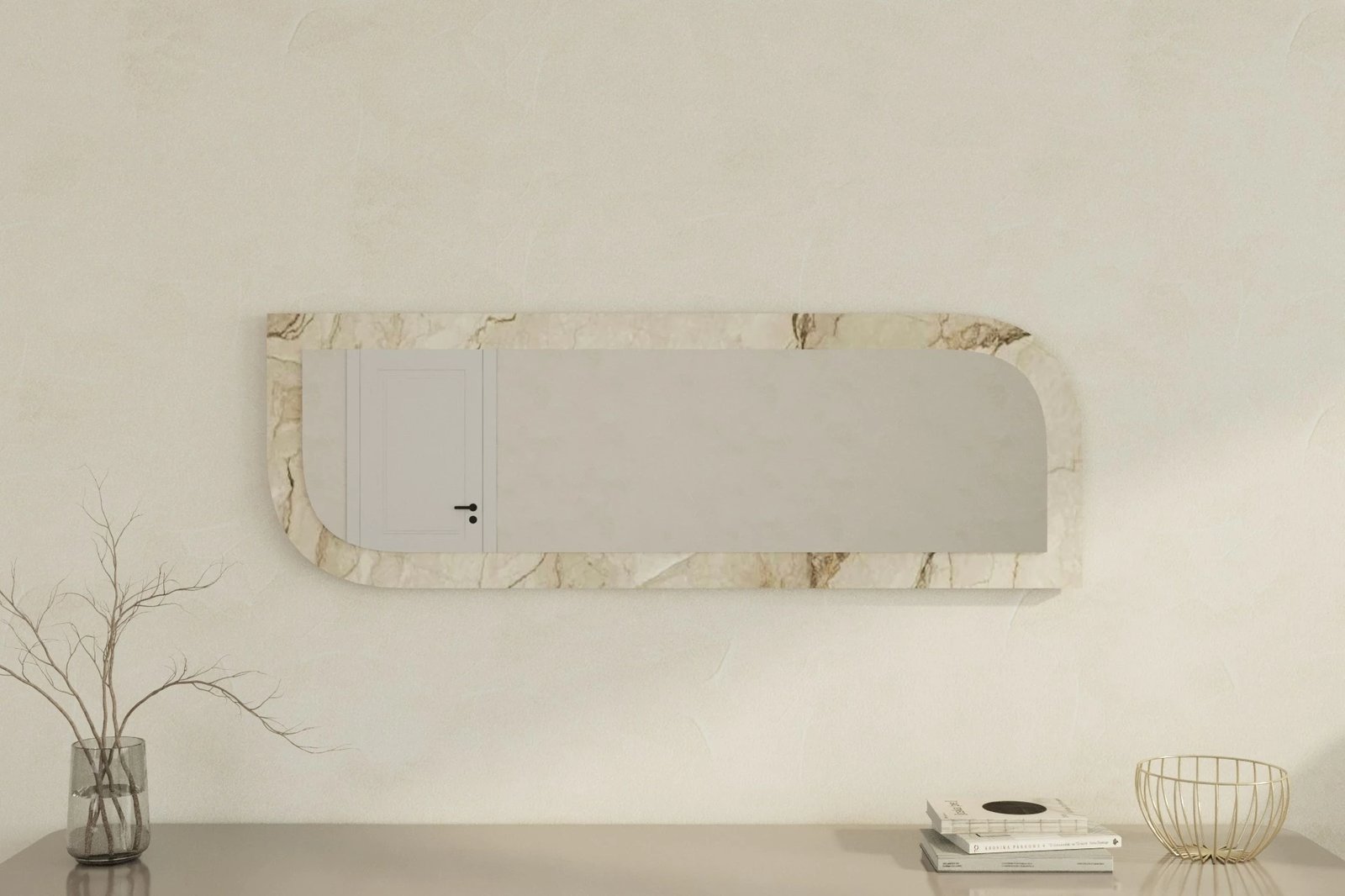 Pasqyrë Hanah Home, Arni, ngjyrë Ephesus dhe mermeri, 40x120cm