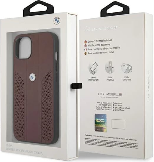 Mbështjellës BMW BMHCP13SRSPPR për iPhone 13 mini 5.4", lëkurë, i kuq