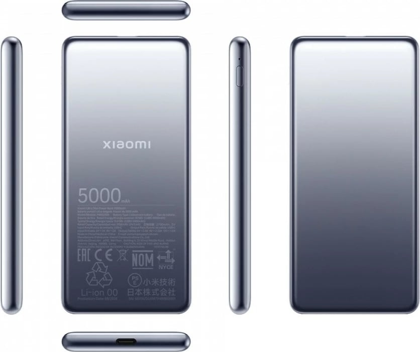 Power bank Xiaomi Ultra Slim 5000mAh, gri