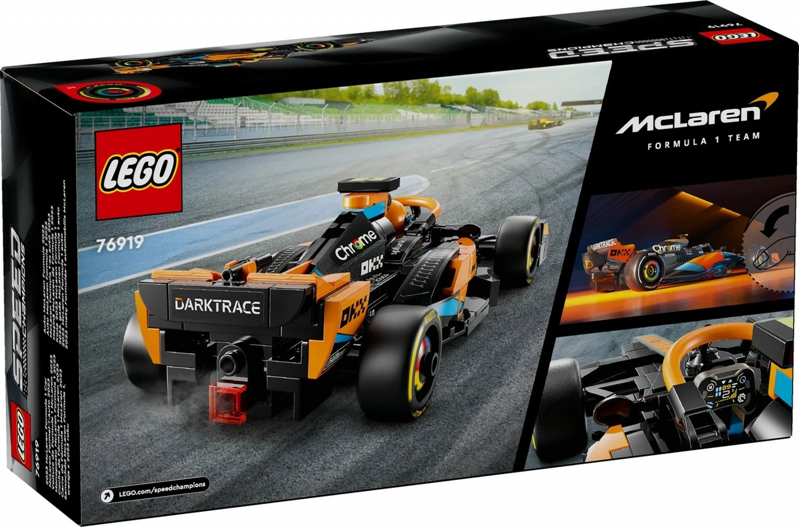 Set LEGO Speed Champions McLaren Formula 1 Race Car 2023, 245 pjesë, portokalli/zi