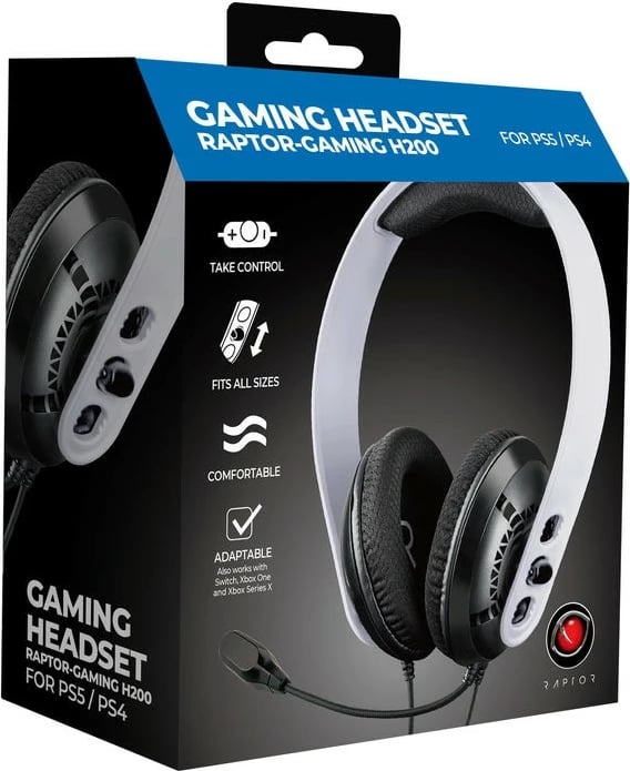 Kufje gaming Raptor H200, stereo, 3.5mm, bardhë/zezë