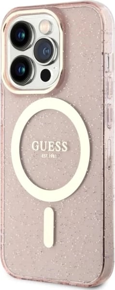 Mbështjellës Guess GUHMP14LHCMCGP për iPhone 14 Pro 6.1", Glitter Gold MagSafe, Rozë Mbështjellës Guess GUHMP14LHCMCGP për iPhone 14 Pro 6.1", Glitter Gold MagSafe, Rozë