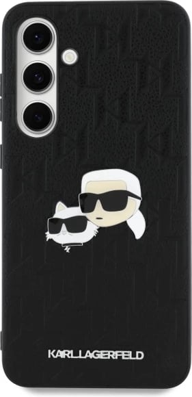 Mbështjellës Karl Lagerfeld KLHCS24FEPGKLKCPK për Samsung Galaxy S24 FE, i fortë, Monogram Karl & Choupette, zi