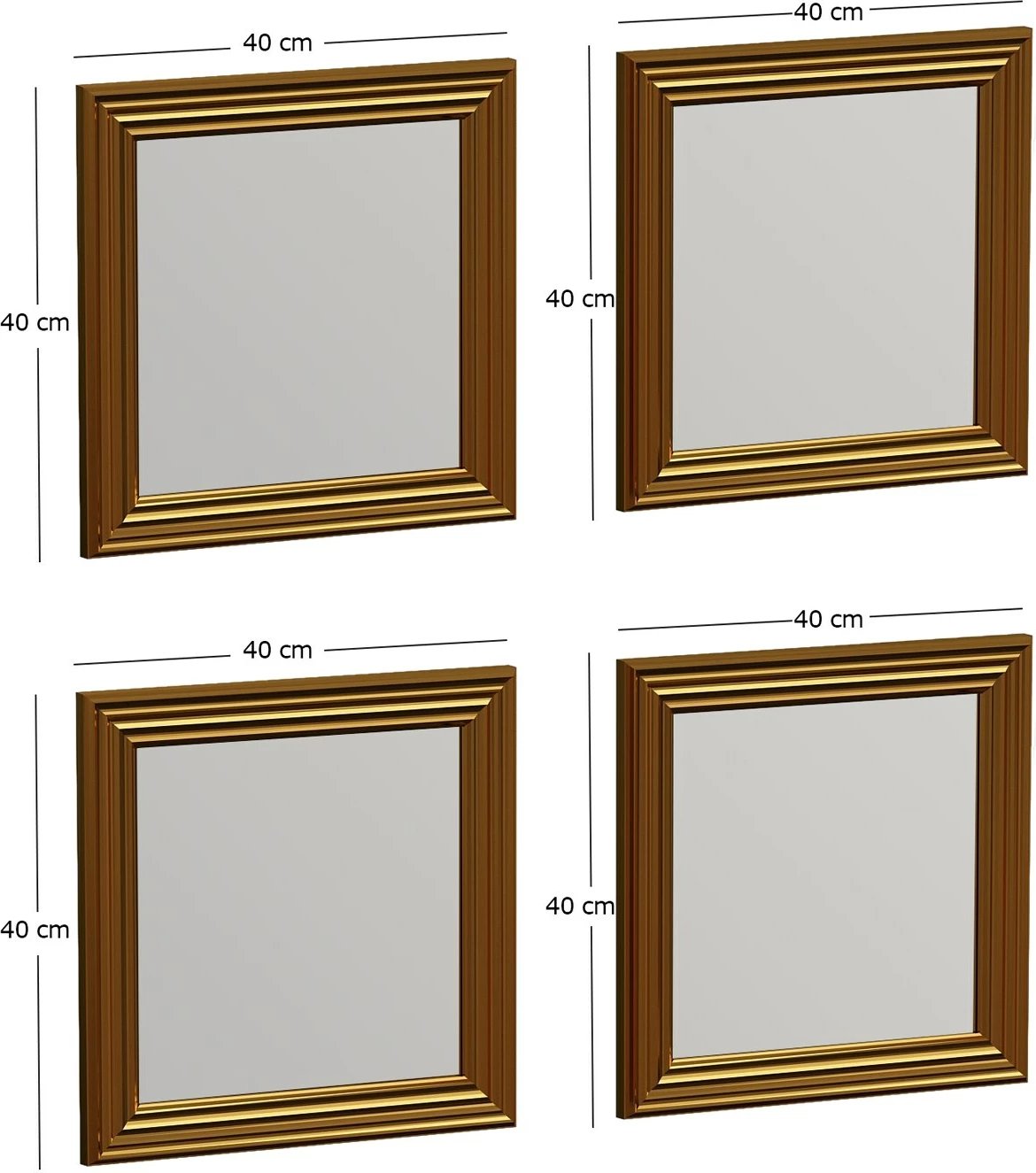 Set pasqyrash (4 copë), Skye Decor, Loza, ngjyrë ari