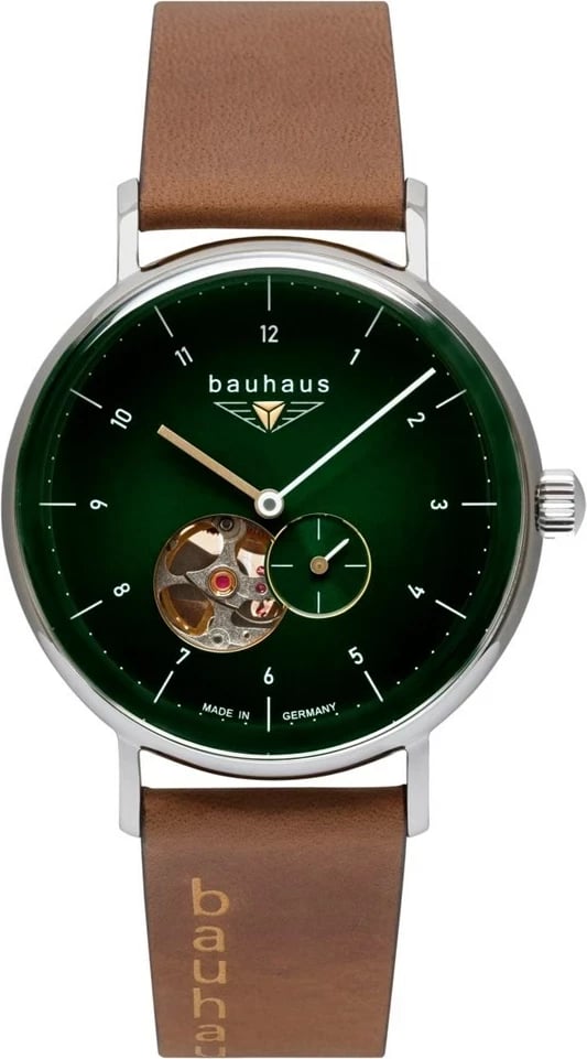 Orë dore Bauhaus Automatic BA-2166-4, rrip lëkure, e gjelbër