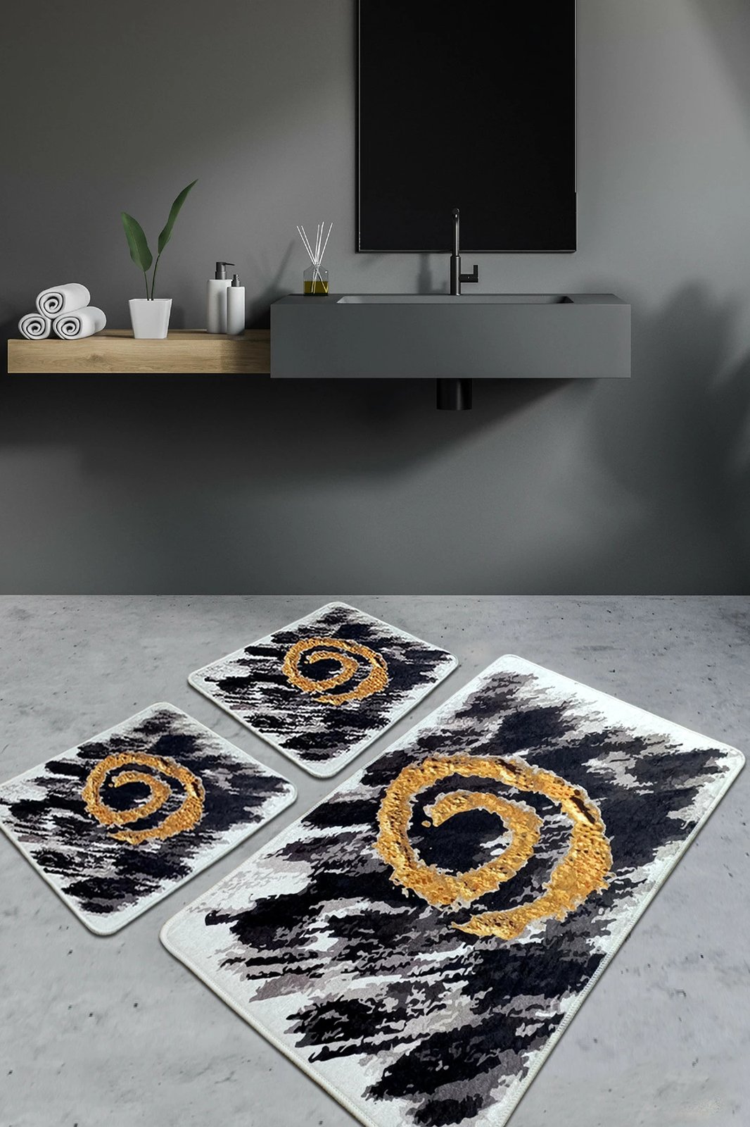 Set tapetash për banjo, 3 copë, Mijölnir, Dagger, ngjyrë e zezë, e bardhë dhe ari