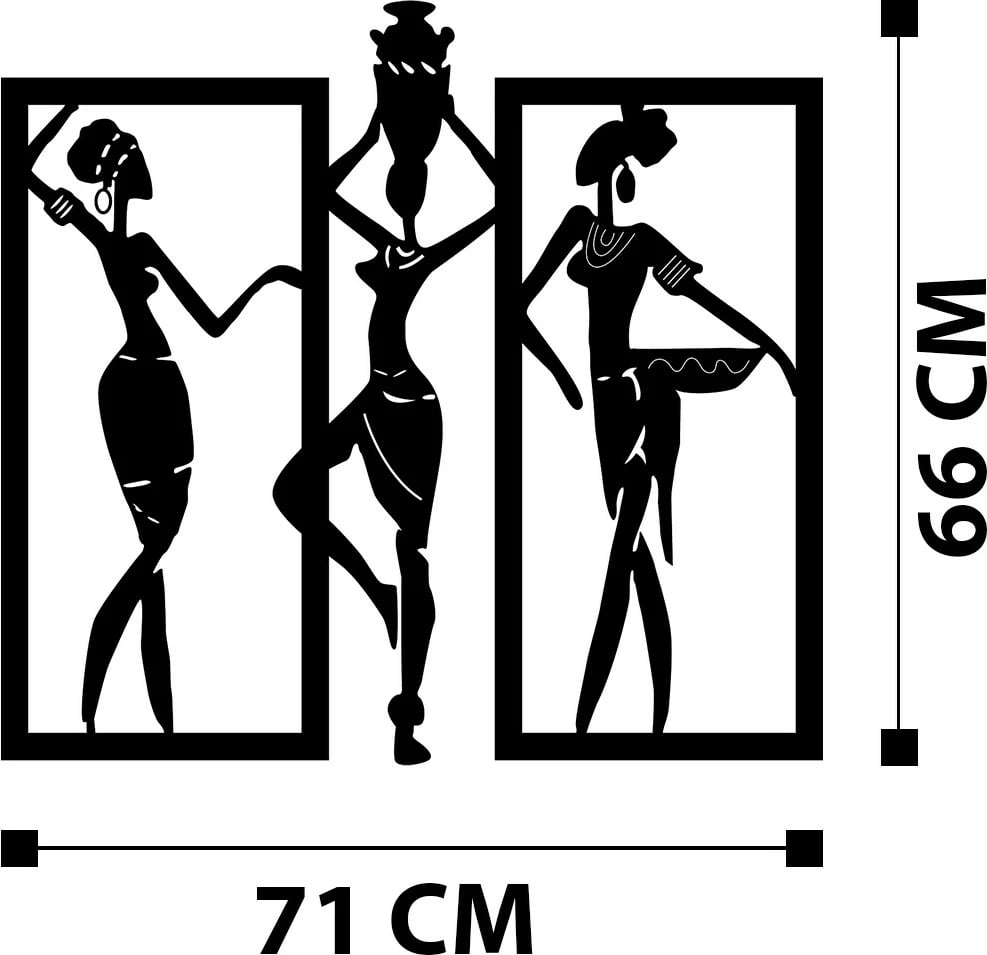 Aksesor dekorativ metalik për mur, Wallity Aurora, M119, ngjyrë e zezë, 71x66cm