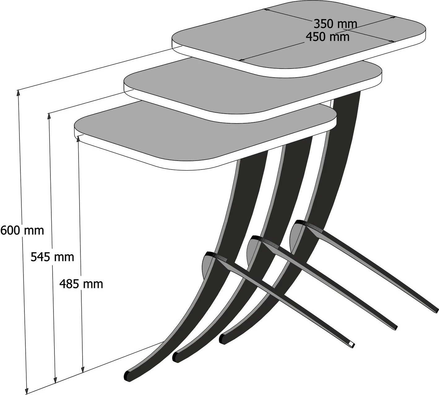 Set tavolinash të vendosshme (3 copë), Skye Decor, Pion 3, ngjyrë travertin