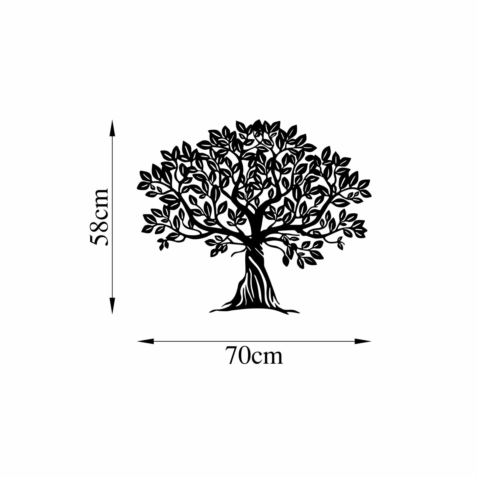 Aksesor dekorativ metalik për mur, Monumental Tree 5, Wallity, ngjyrë e zezë, 58x70cm