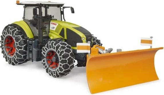 Traktor lodër BRUDER Claas Axion 950 me plug bore, 1:16, Gjelbër/Portokalli/E zezë