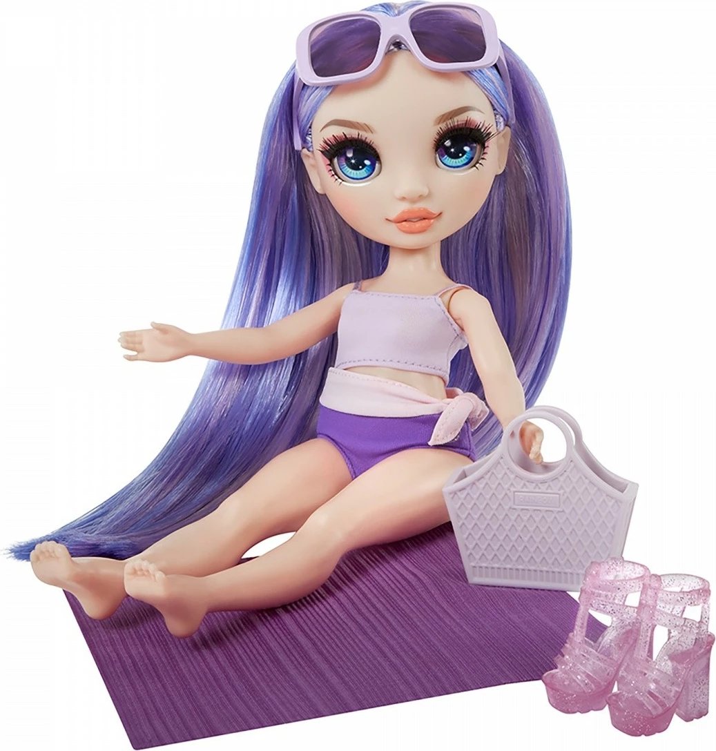 Kukull Rainbow High Swim & Style Violet nga MGA, me aksesorë, për vajza, vjollcë
