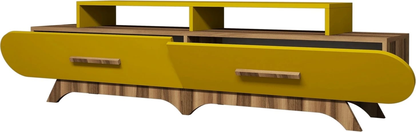 Komodë TV Hanah Home Flora, ngjyrë arre dhe e verdhë