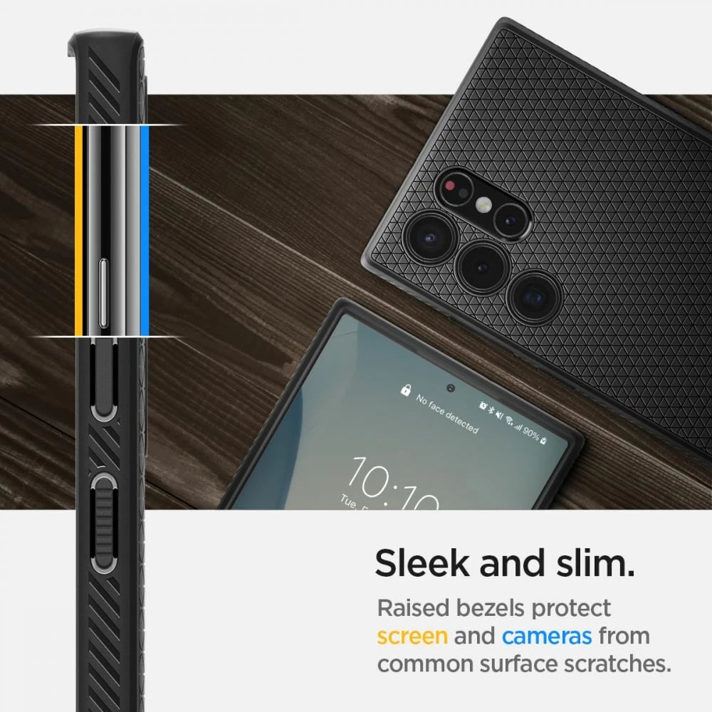 Mbështjellës Spigen Liquid Air për Samsung Galaxy S22 Ultra, Mat Zi