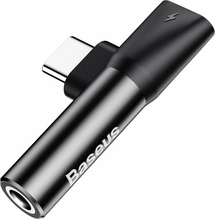 Adapter audio Baseus L41, USB-C në USB-C + 3.5 mm, i zi