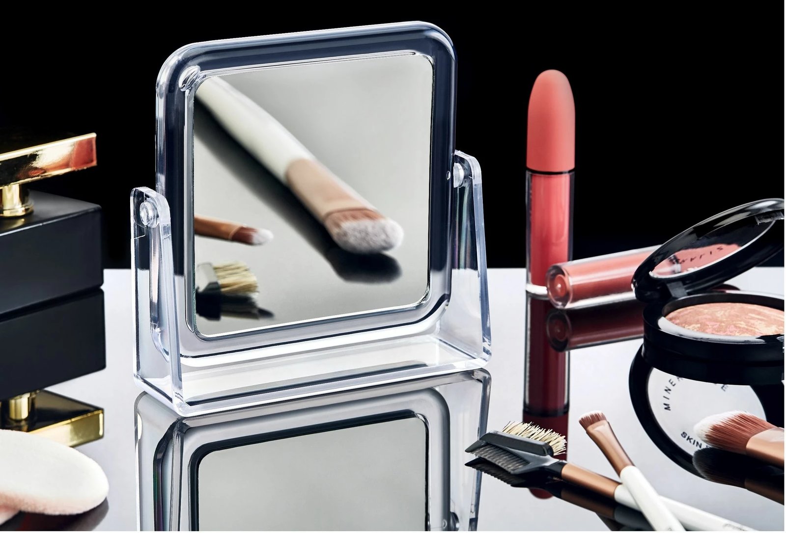 Pasqyrë make-up, akrilike, transparente, Evila Originals, FT - 071, 13.2x3.5x13.5cm