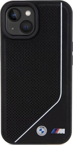 Mbështjellës BMW Perforated Twisted Line MagSafe për iPhone 15/14/13, i zi
