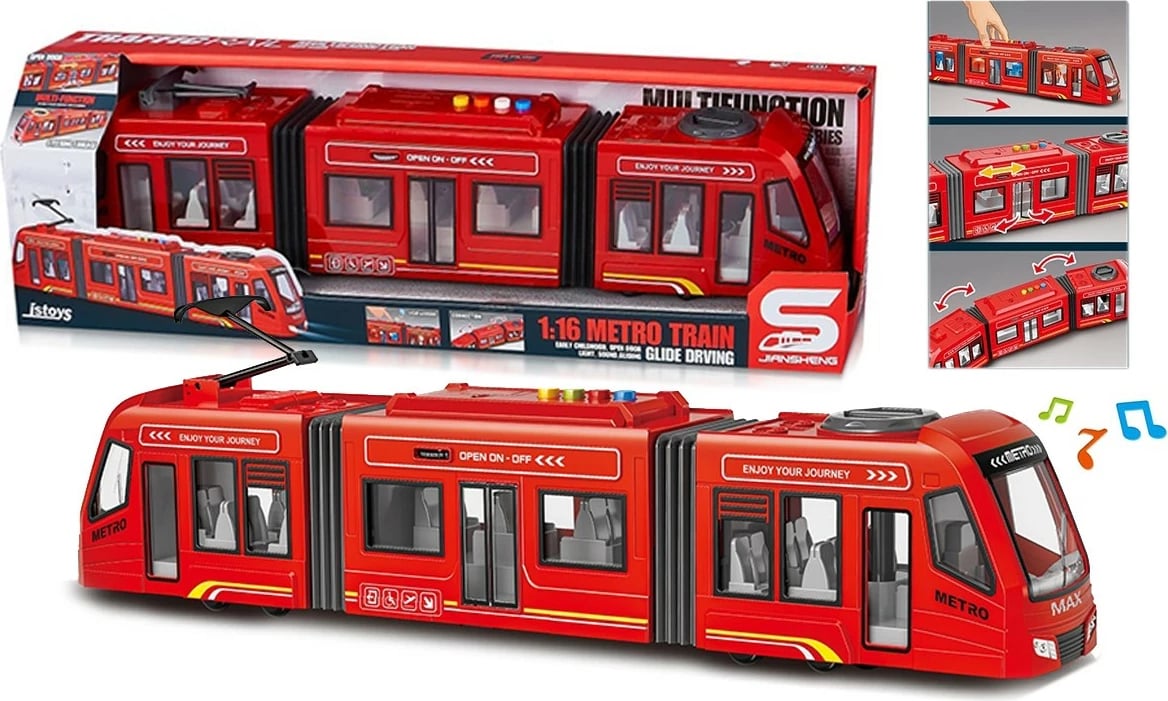 Tram lodër Artyk 187193, me tinguj e drita, 41 cm, bateri AG13, i kuq