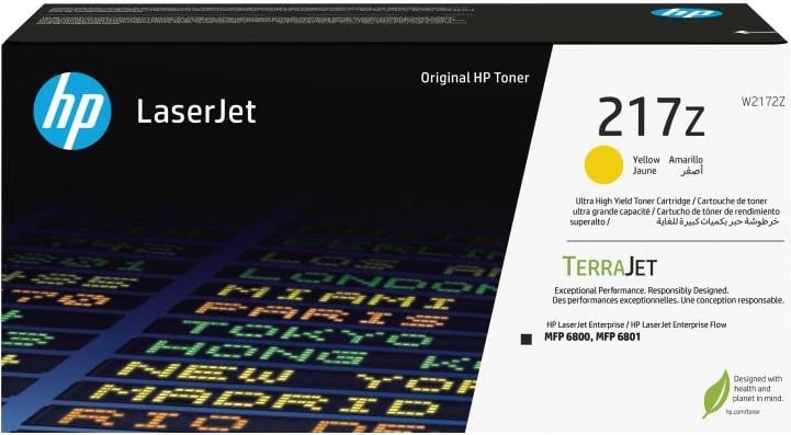 Toner, HP, 217z TerraJet (W2172Z), rendiment deri 24,000 faqe, e verdhë