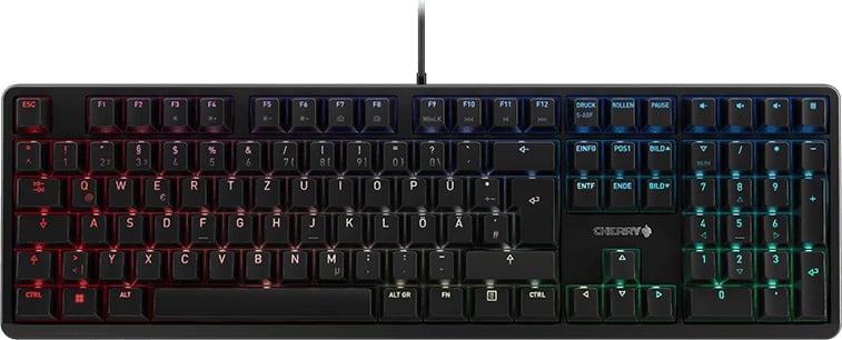 Tastierë Cherry G80-3838LWBDE-2 me kabllo full-size, layout gjerman (DE), ndriçim RGB, e zezë
