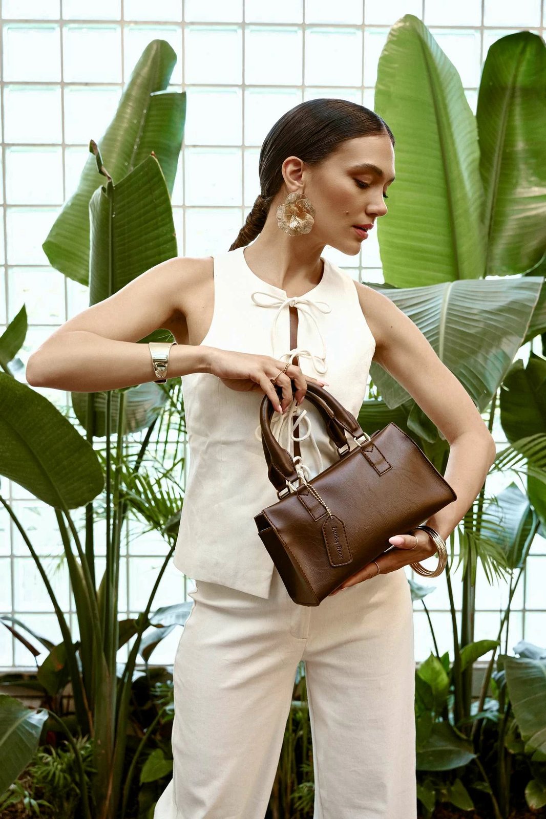 Çantë krahu Lucky Bees, Vivien, ngjyrë kafe