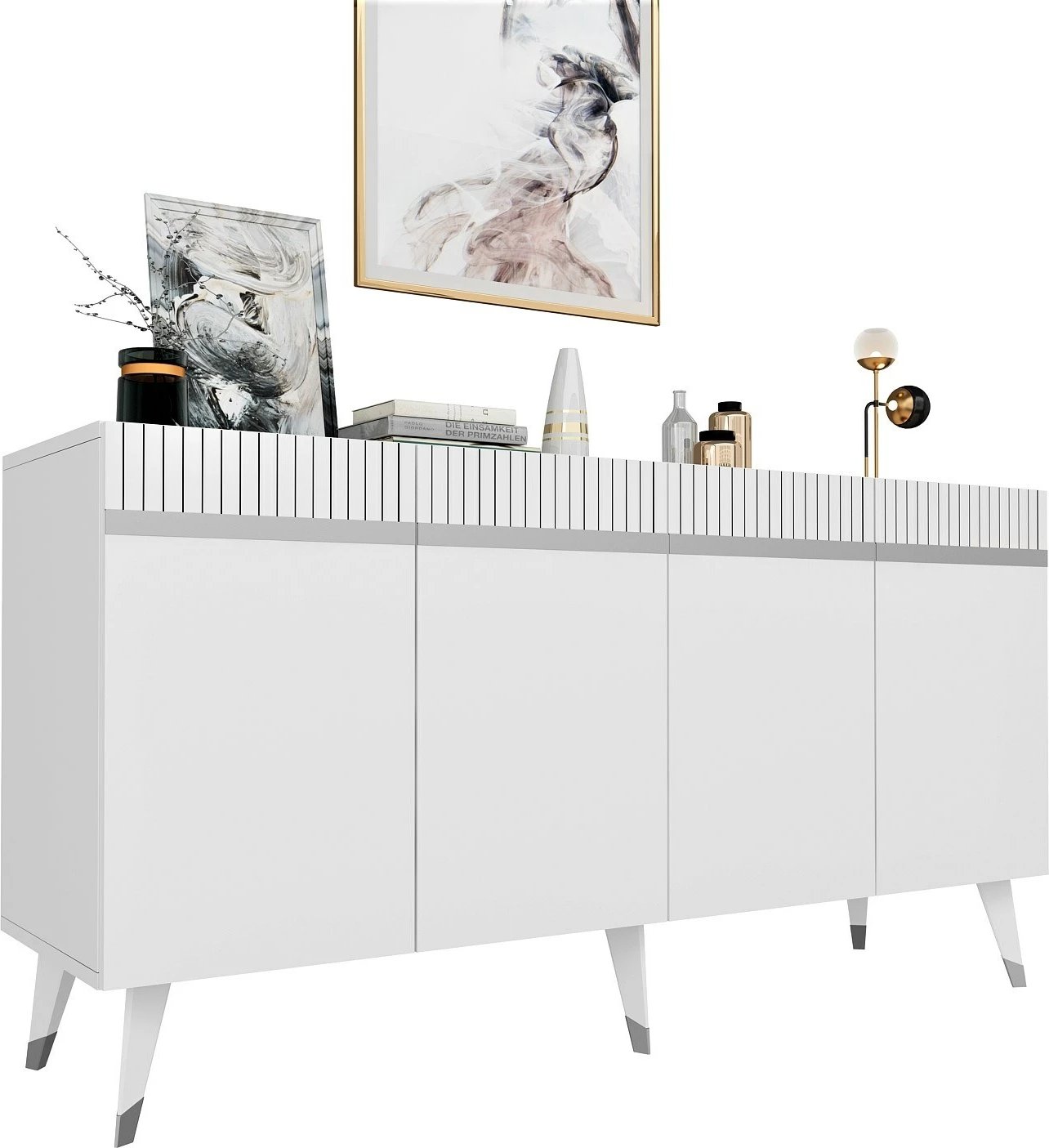 Konsolë Hanah Home Defne, e bardhë, argjend