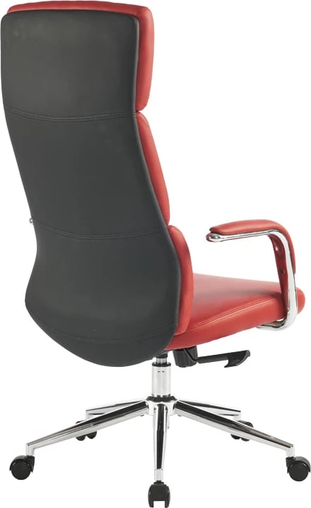 Karrige menaxheri për zyre Bendona, lëkurë PU e kuqe, 71x78x119-127cm