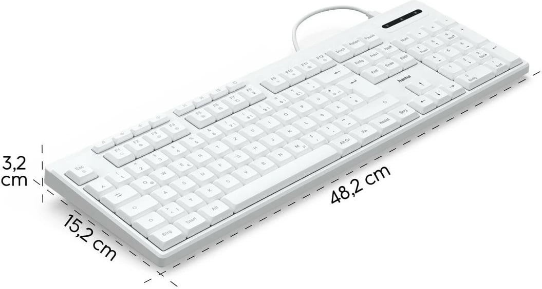 Tastierë Hama CK-200 me kabllo, USB-A/USB-C, e bardhë