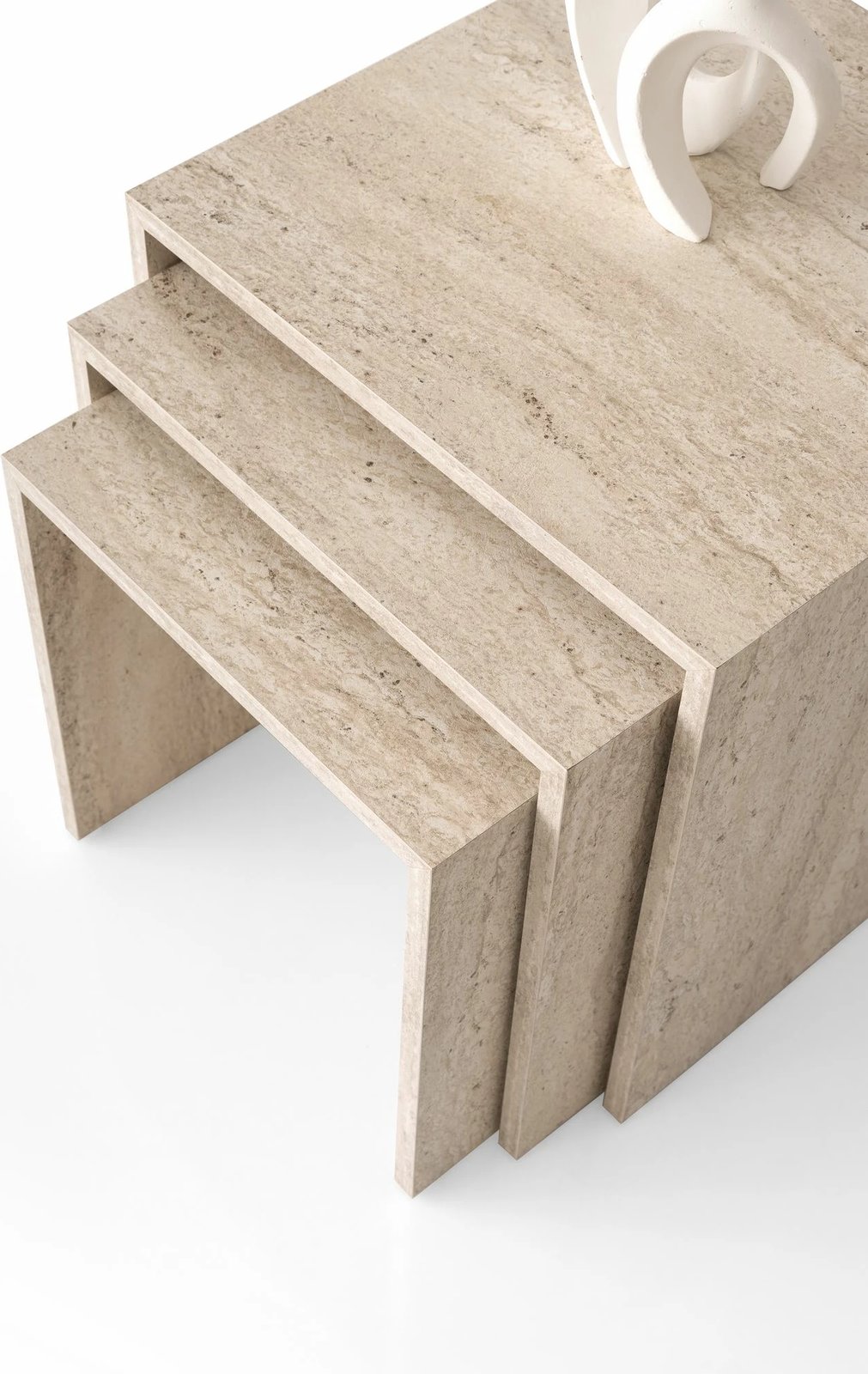 Tavolina ndihmëse të vendosshme (3 copë), ngjyrë travertine, Skye Decor, Flex - 9409