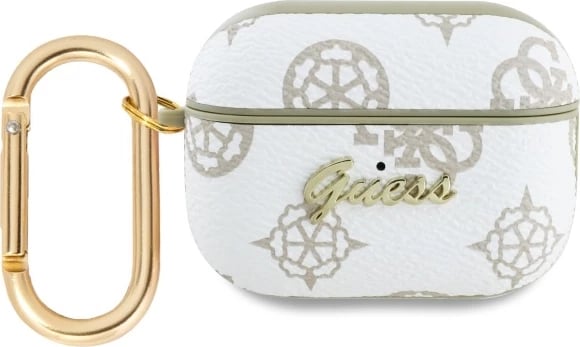 Mbështjellës Guess GUAP2PG4GPH për AirPods Pro 2, i bardhë, me karabinë