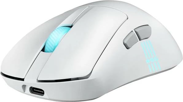 Maus gaming, Asus ROG Keris II Origin 90MP04A0-BMUA10, wireless Bluetooth 2.4GHz, sensor 42K dpi, polling deri 8000Hz, 65g, RGB 3-zone, e bardhë