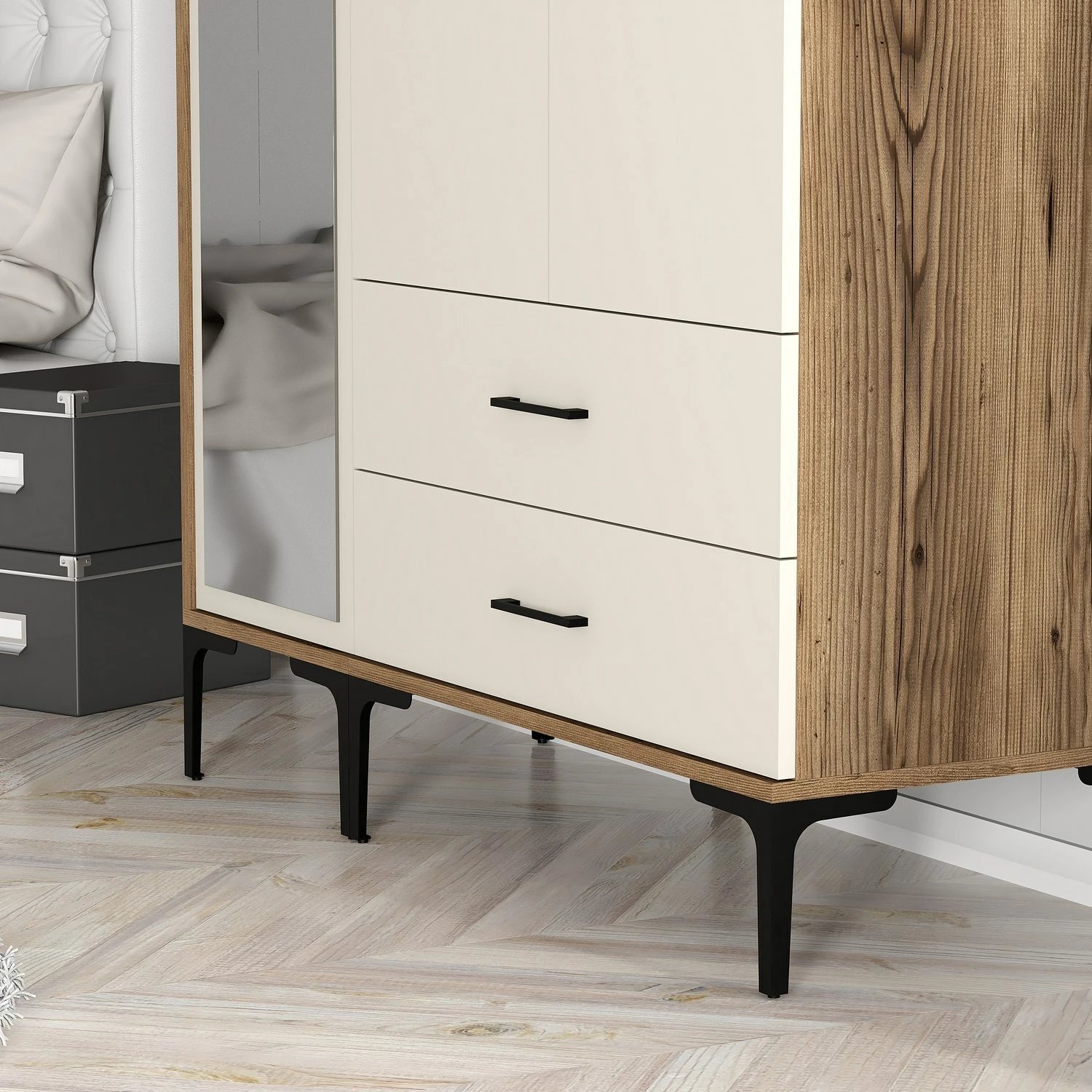 Dollap Hanah Home, Kumsal RT, ngjyrë arre dhe krem